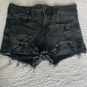 American Eagle Outfitters Black Ripped Jean Shorts